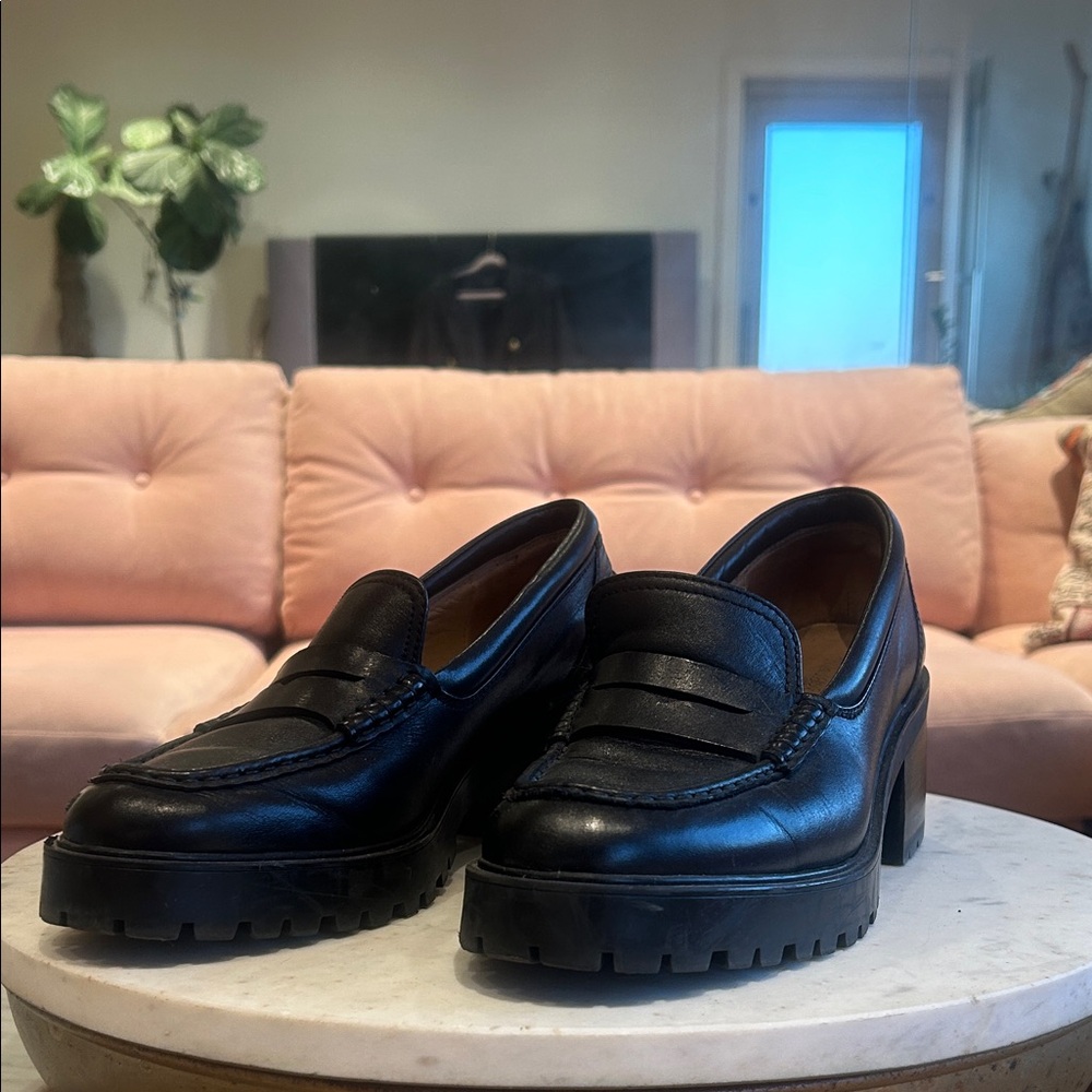 Madewell Leander lugsole black Leather Loafers 10